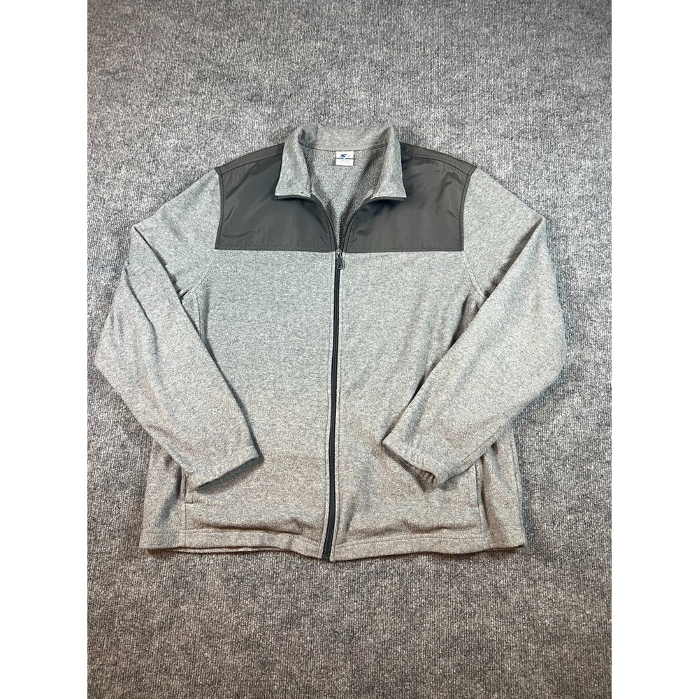 Starter Gray‎ & Black Fleece Lined Softshell Full Zip Jacket Men's Sz XL (46-48)